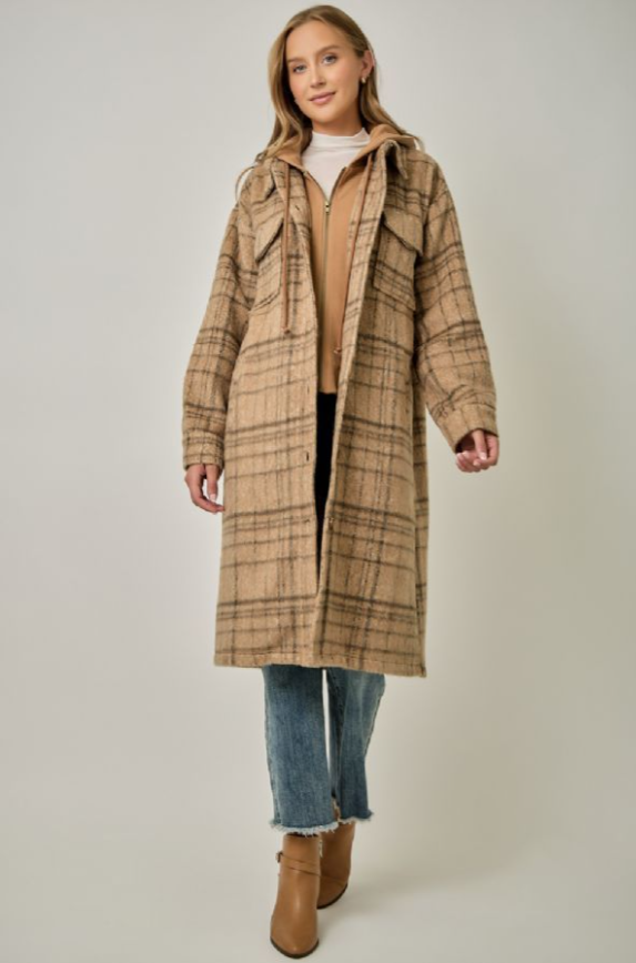 twofer plaid hoodie jkt-Mystree 61634