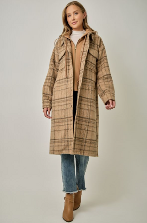 twofer plaid hoodie jkt-Mystree 61634