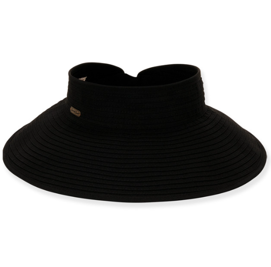 Paperbraid Rollup Visor Black 4.5" Brim- Sun 'N' Sand