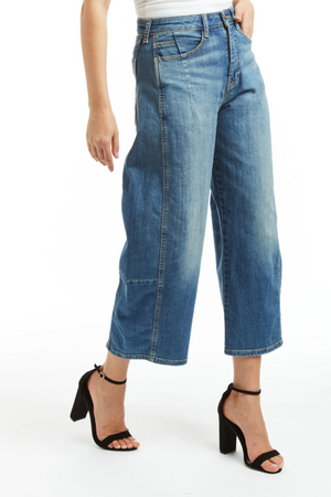 Hi Rise Barrel Crop -Tractr Jeans