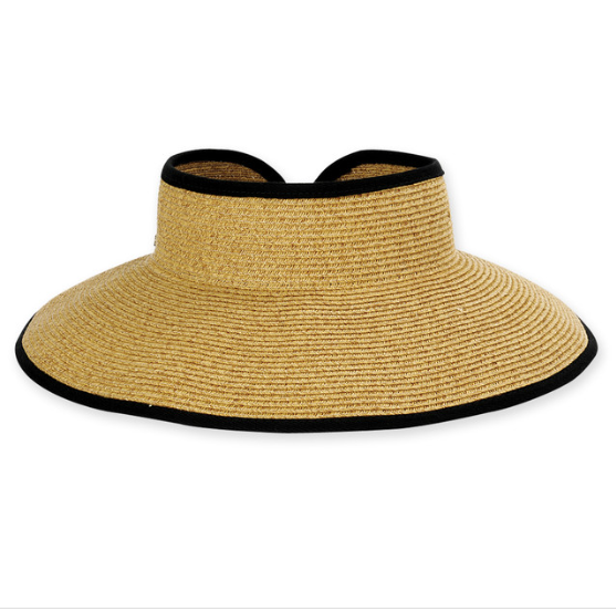 Paperbraid Rollup Visor Black 4" Brim- Sun 'N' Sand