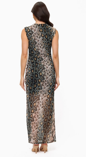 Printed Ruched mesh dress-Brooklyn Isles