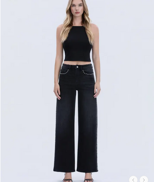 High rise nail head jean-Vervet
