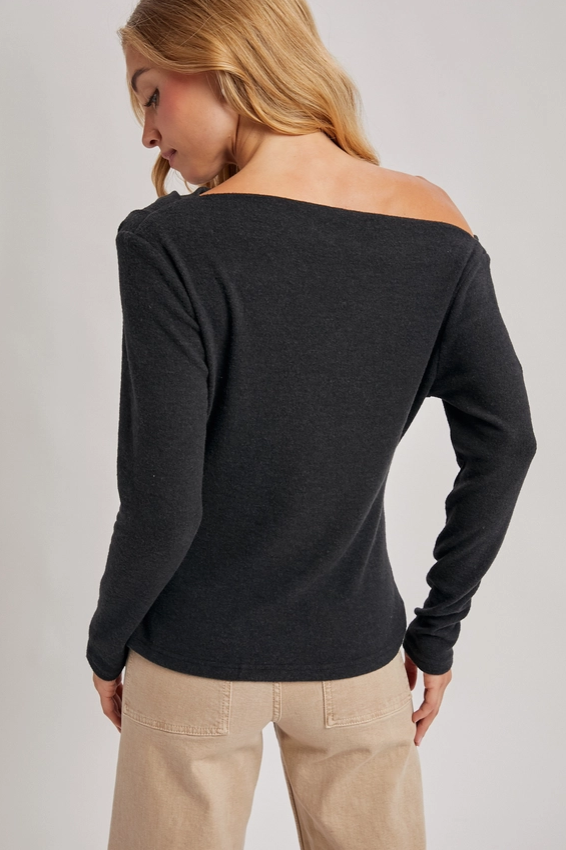 One off shoulder top Ash- Bluivy W01802