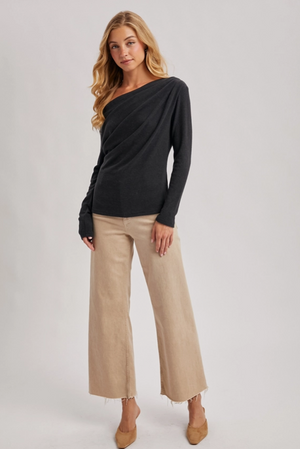 One off shoulder top Ash- Bluivy W01802