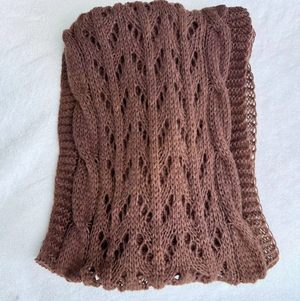 Cable knit infinity scarf w/slv coffee-Accity CWASC1537