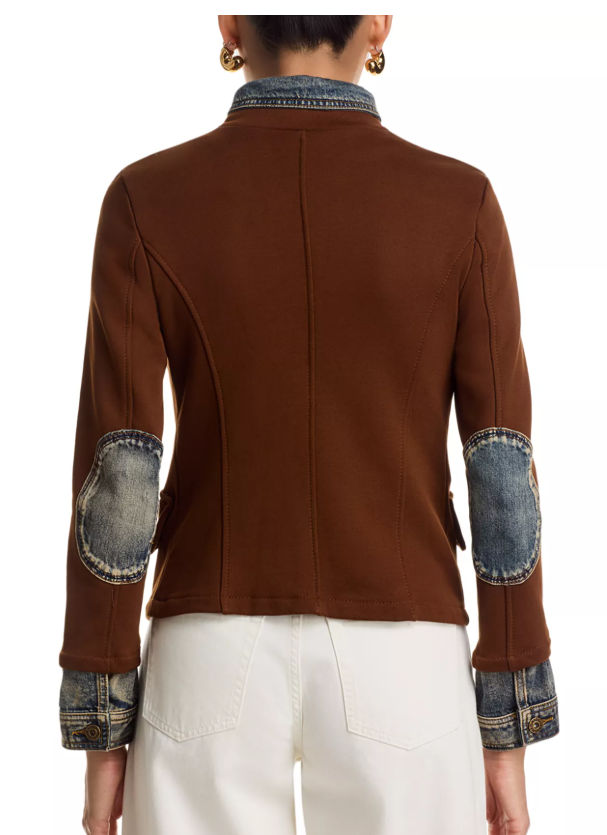 Clarissa Mixed Media Denim Jacket brown - Six/Fifty sf101