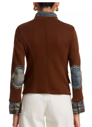 Clarissa Mixed Media Denim Jacket brown - Six/Fifty sf101