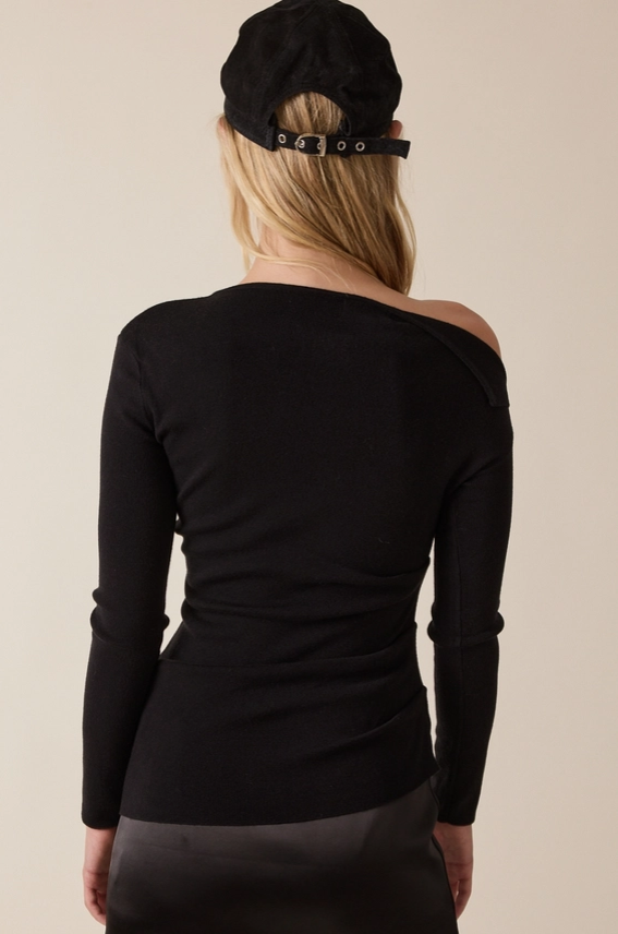 One shoulder knit sweater-Sky to Moon SWM-sw70202a