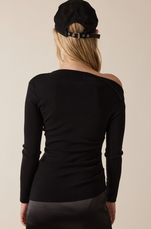 One shoulder knit sweater-Sky to Moon SWM-sw70202a