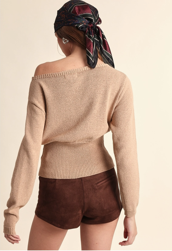 Fit in waistline 1 shldr sweater-Sky to Moon SM-SW70215A