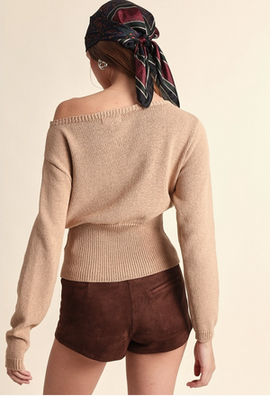 Fit in waistline 1 shldr sweater-Sky to Moon SM-SW70215A