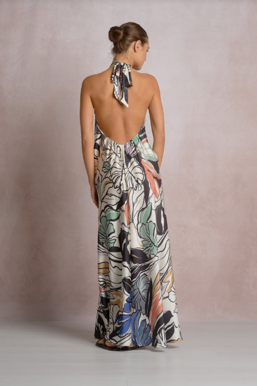 Blue botanical maxi dress-Elan sp50187