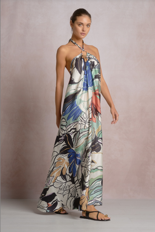 Blue botanical maxi dress-Elan sp50187