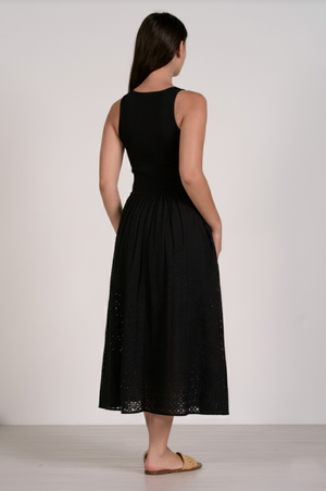 combo midi dress black -Elan el50217