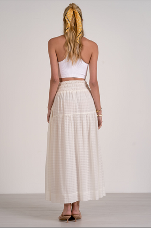 Box print smock waist white skirt-Elan wg4154