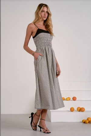Gingham maxi dress-Elan plp50445