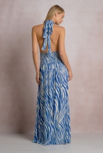 Halter blue zebra print dress-ELan rgp50174 - Londo Mondo Halter blue zebra print dress-ELan rgp50174 - Londo Mondo