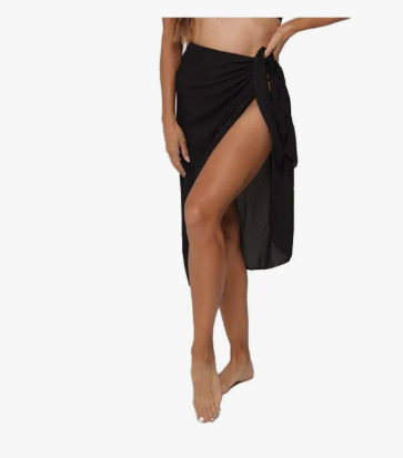 georgette long sarong black -J. Valdi J001