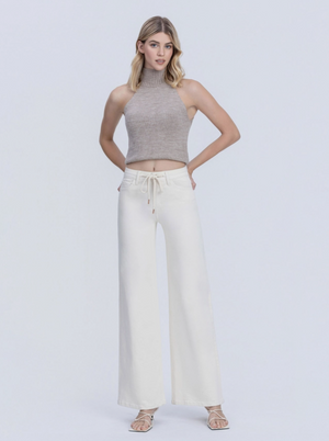 Hi rise drawtring wide leg jean natural-Vervet T7259NTR