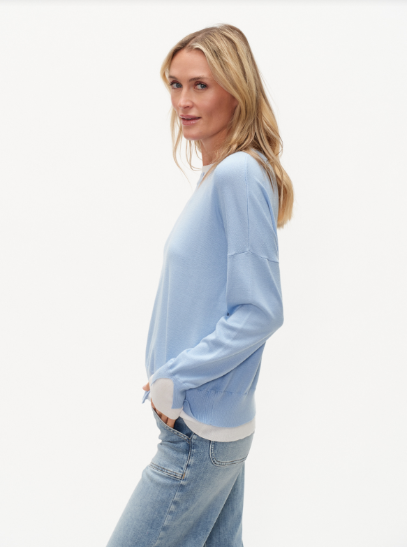 Notched nck dble hem sweater -Six Fifty SF2018S