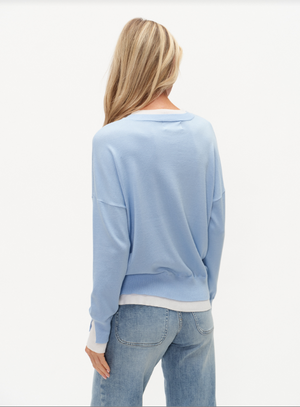 Notched nck dble hem sweater -Six Fifty SF2018S