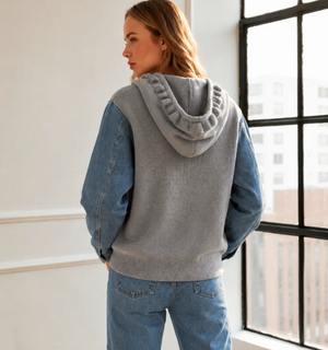 Dylan knit sweater w/denim jacket-oh 56276DN