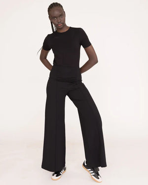 Ponte knit standard wide leg pant blk-Ripley Rader