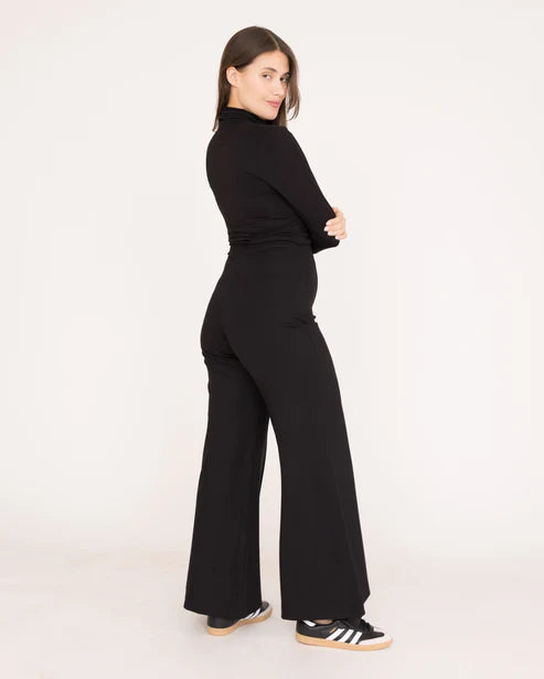 Ponte knit standard wide leg pant blk-Ripley Rader