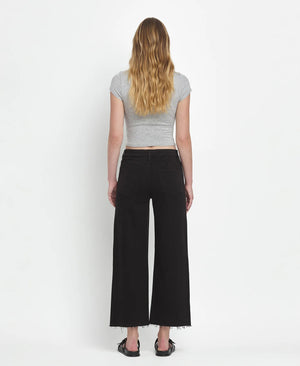 High Rise Crop Wide Leg Jean in Black - Vervet