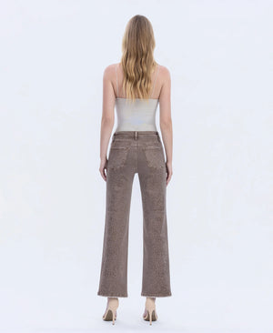 Rhinestone Embellished Jean in Fudge - Vervet