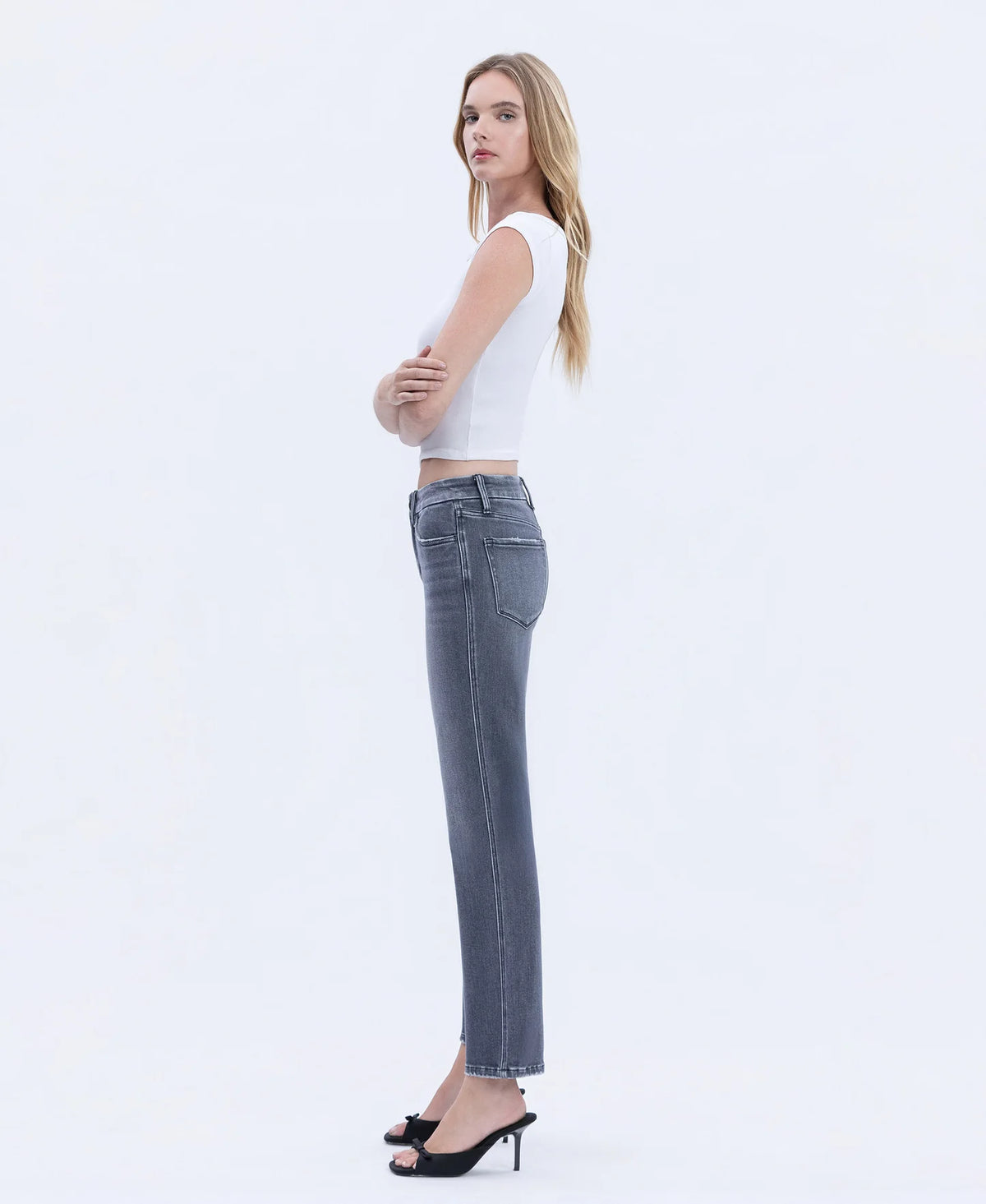 Mid-Rise Ankle Jean in Gray - Vervet