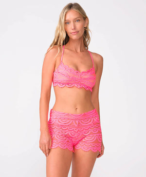 Tulip Lace Short in Pink - PQ Swim