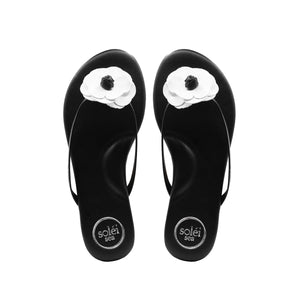 Valentina Flower Sandal in Black/White - Solei Sea