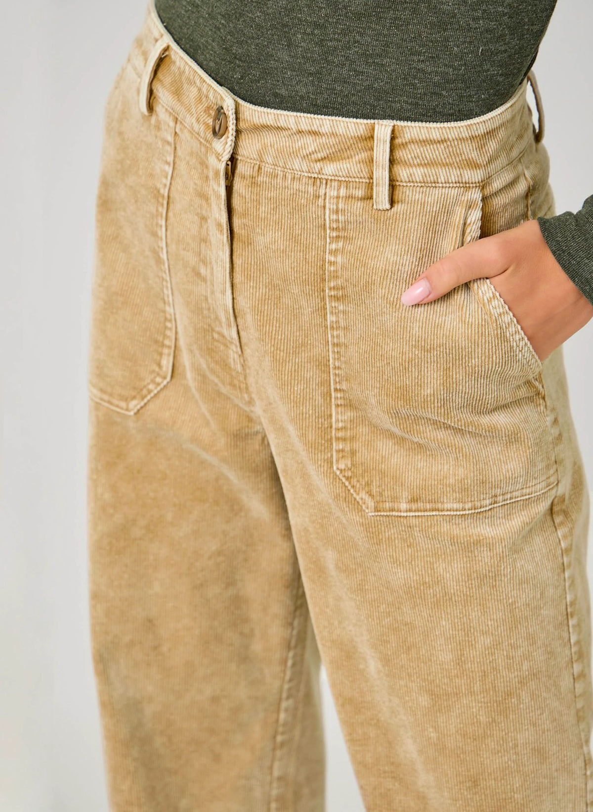 Washed Corduroy Trouser in Latte - Mystree