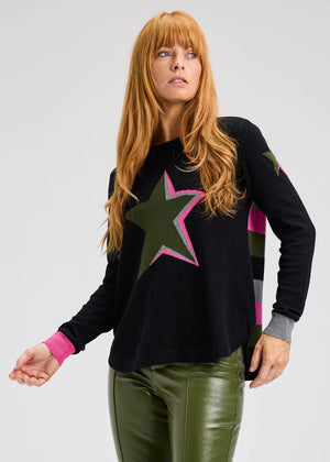 Stars + Stripes Sweater in Black - Zaket & Plover