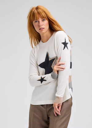 Stars + Stripes Sweater in White - Zaket & Plover