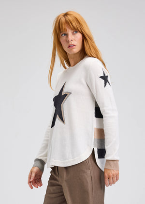 Stars + Stripes Sweater in White - Zaket & Plover