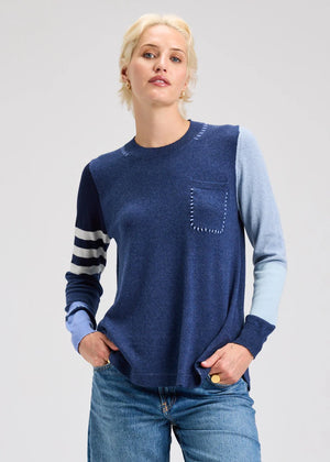 Spliced Sweater in Denim - Zaket & Plover