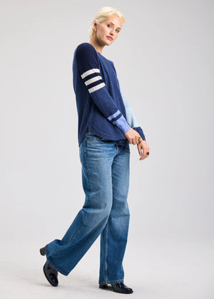 Spliced Sweater in Denim - Zaket & Plover