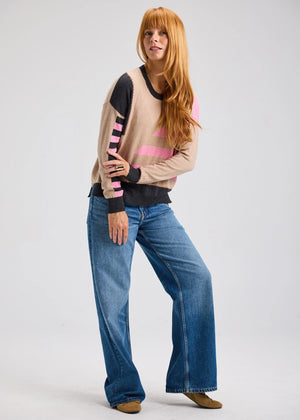 Handwork Stripe Sweater in Camel - Zaket & Plover
