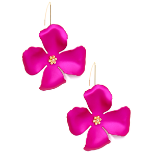 Metallic Hand Painted Flower Threader Drop Earring-Zenzii