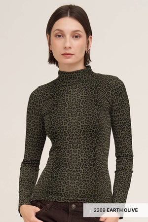 Leopard Mock Neck LS Top NIKIBIKI  NS8521
