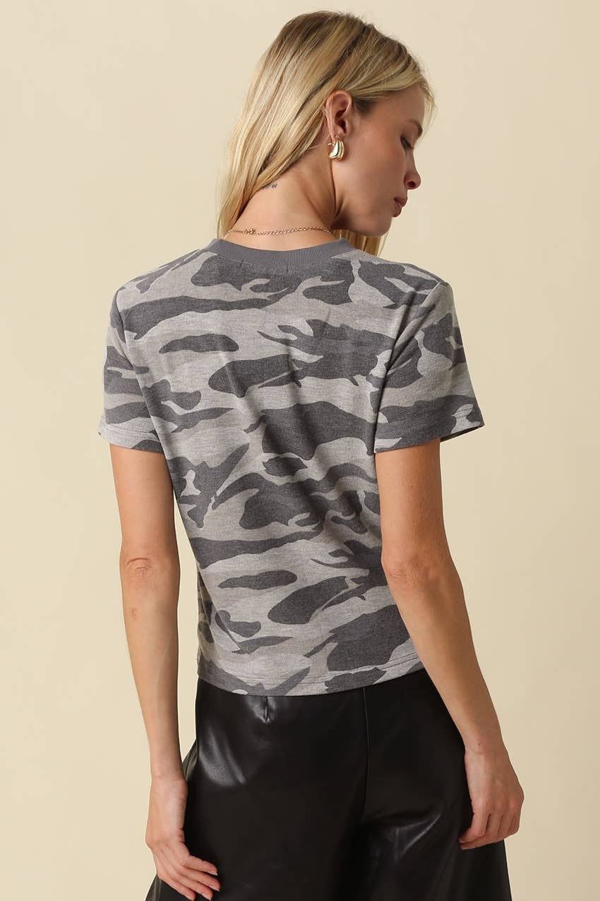Lydia Camo Crew Neck Tee Olivaceous