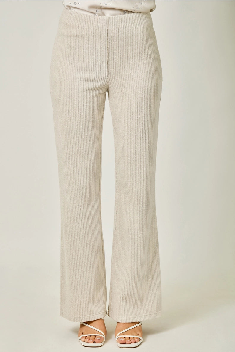 Velvet Corduroy Bootcut Trouser in Ivory - Mystree