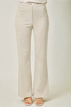 Velvet Corduroy Bootcut Trouser in Ivory - Mystree