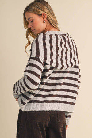 STRIPED SWEATER WITH SCARF SET-  Klesis - IT4895