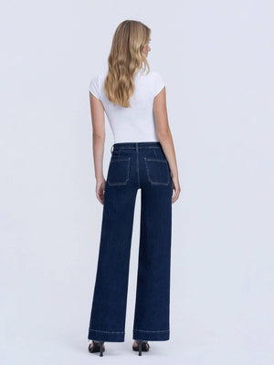 High Rise Front Welt Pocket Wide Leg Jean-Vervet T7206