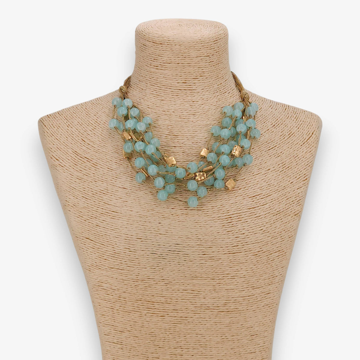 Chunky Blue Beaded Necklace- Bijoux Envie