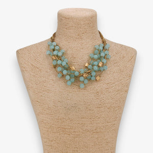 Chunky Blue Beaded Necklace- Bijoux Envie